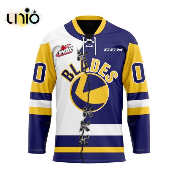 Custom Saskatoon Blades Mix Home And Away Hockey Jersey