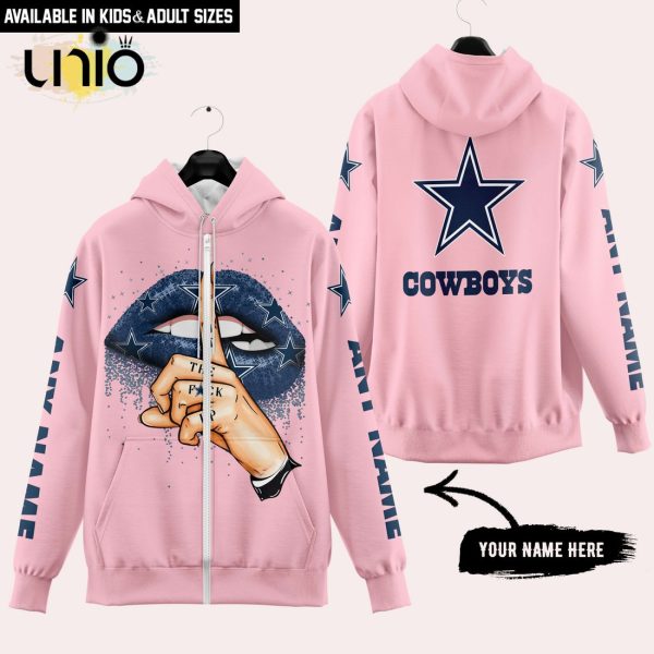 Dallas Cowboys Custom Name Shut The F Up Pink Hoodie