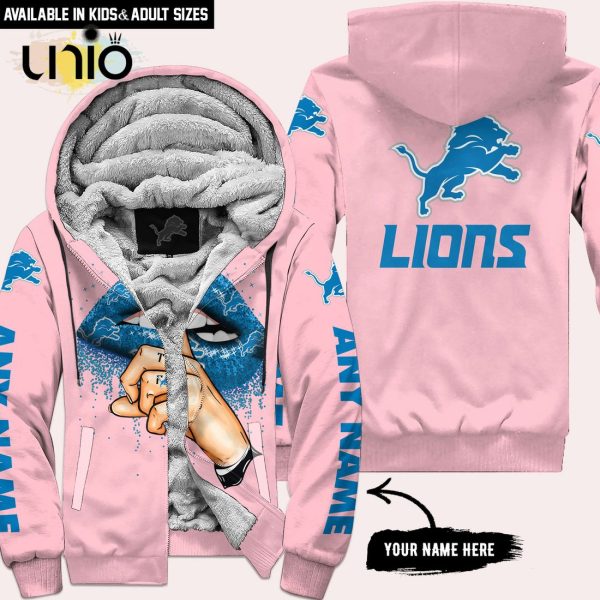 Detroit Lions Custom Name Shut The F Up Pink Hoodie