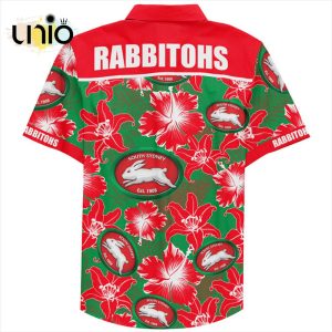 NRL South Sydney Rabbitohs Custom Text Floral Hawaiian Shirt