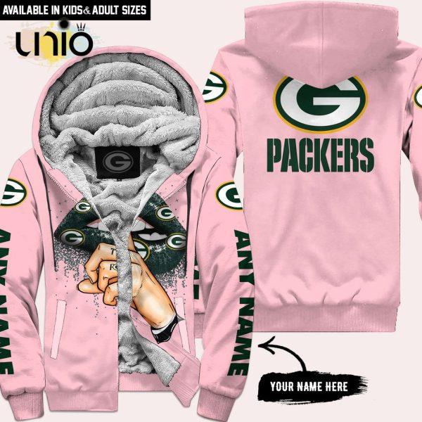 Green Bay Packers Custom Name Shut The F Up Pink Hoodie