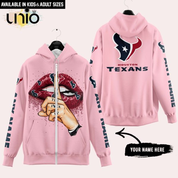 Houston Texans Custom Name Shut The F Up Pink Hoodie