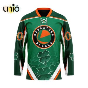 Custom Saskatoon Blades Team Hockey Jersey For St.Patrick Day