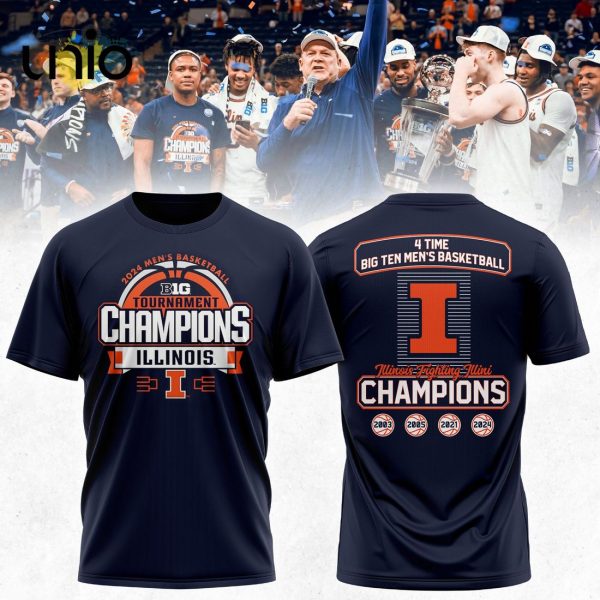 Illinois Fighting Illini 2024 Big Ten Conference Tournament Champions Navy Hoodie 3D