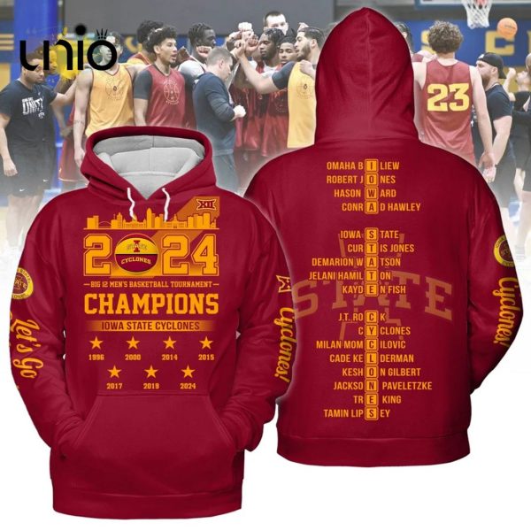 Iowa State Cyclones Men’s 2024 Basketball Champions Cardinal Hoodie