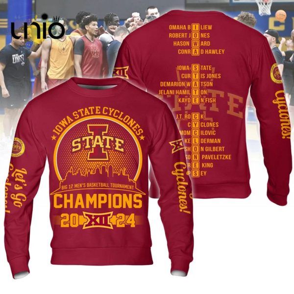 Iowa State Cyclones Men’s Basketball 2024 Champions Cardinal Hoodie 3D