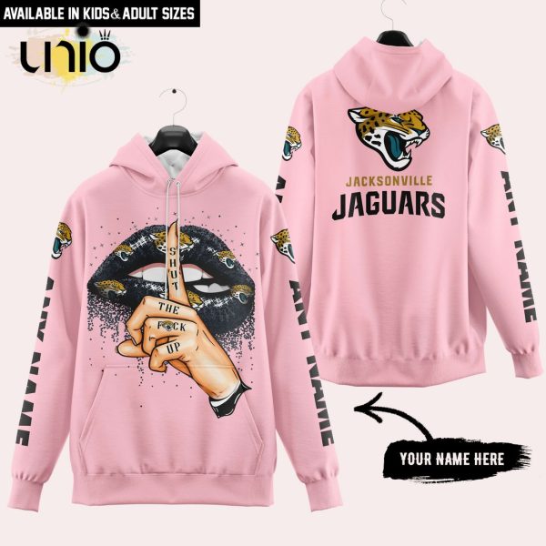 Jacksonville Jaguars Custom Name Shut The F Up Pink Hoodie