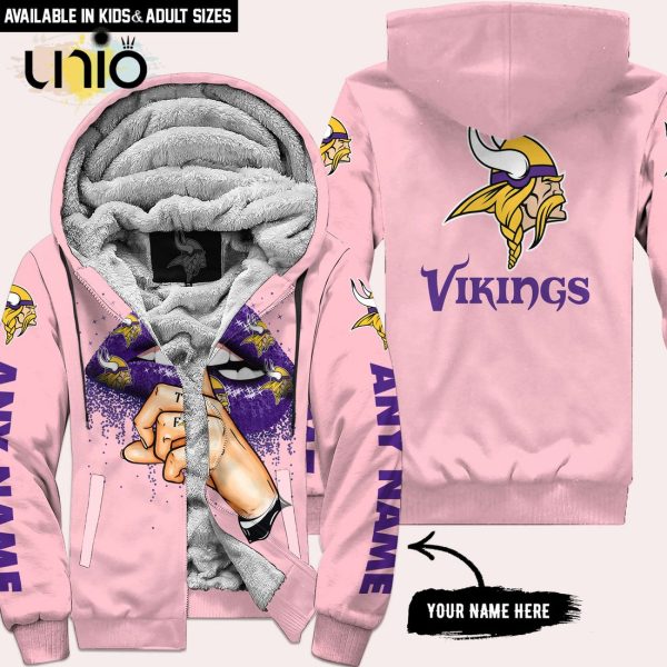 Minnesota Vikings Custom Name Shut The F Up Pink Hoodie