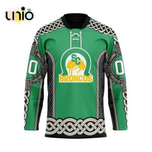 Custom Swift Current Broncos St Patrick Day Team Hockey Jersey