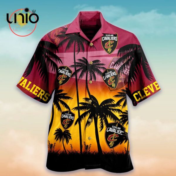 NBA Cleveland Cavaliers Wine Gold Palm Trees Hawaiian Shirt