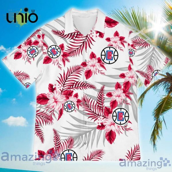 NBA Los Angeles Clippers Red White Tropical Flowers Hawaiian Shirt Limited