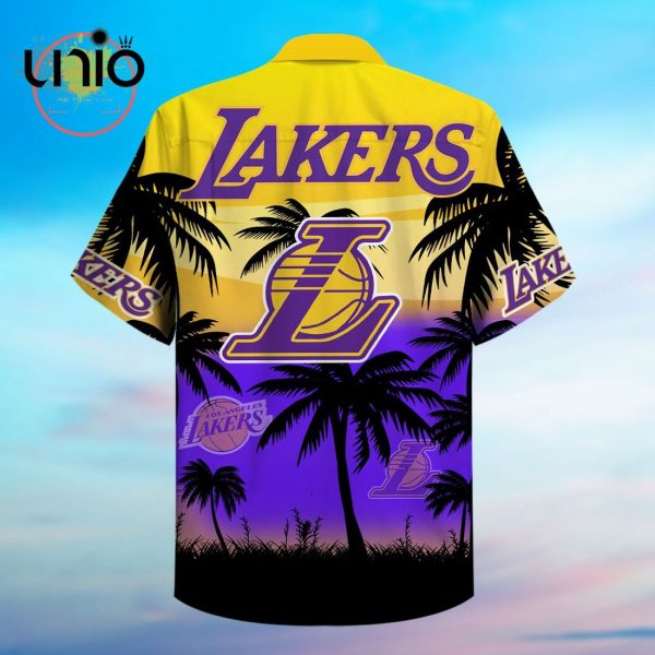 NBA Los Angeles Lakers Purple Golden Palm Beach Hawaiian Shirt Limited