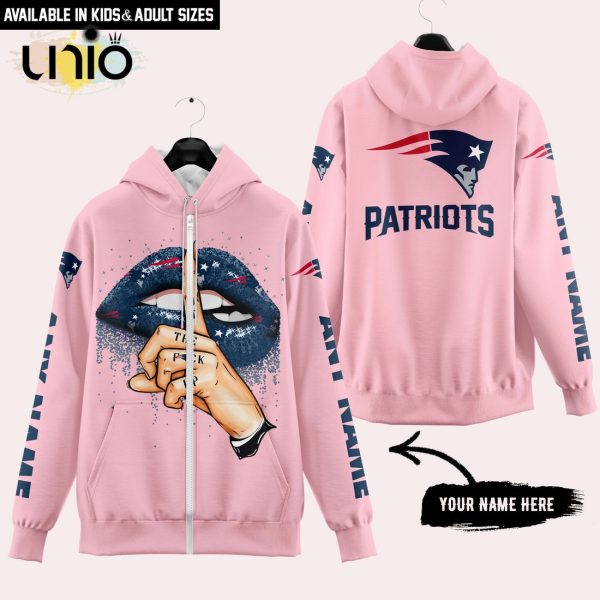 New England Patriots Custom Name Shut The F Up Pink Hoodie