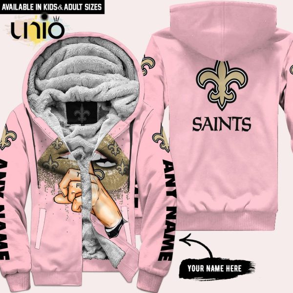 New Orleans Saints Custom Name Shut The F Up Pink Hoodie