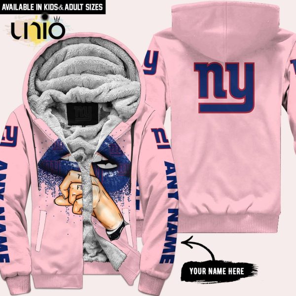 New York Giants Custom Name Shut The F Up Pink Hoodie