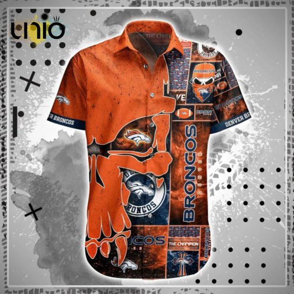 NFL Denver Broncos Orange Punisher Skull Hawaiian Shirt