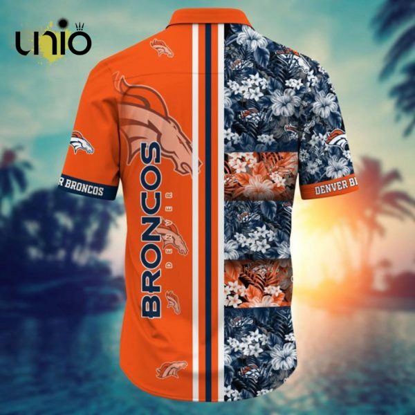 NFL Denver Broncos Tropical Flowers Orange Hawaiian Shirt