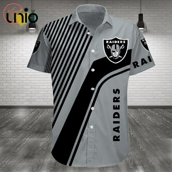 NFL Las Vegas Raiders Silver Black Hawaiian Shirt