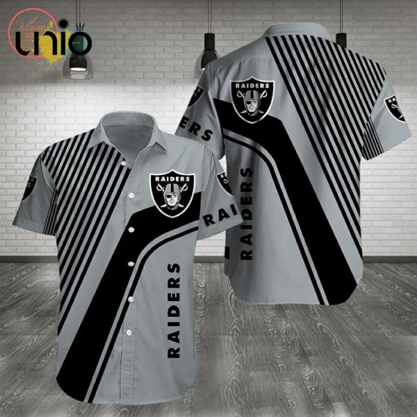 NFL Las Vegas Raiders Silver Black Hawaiian Shirt