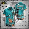 NFL Miami Dolphins Coconut Tree Aqua Orange Hawaiian Shirt