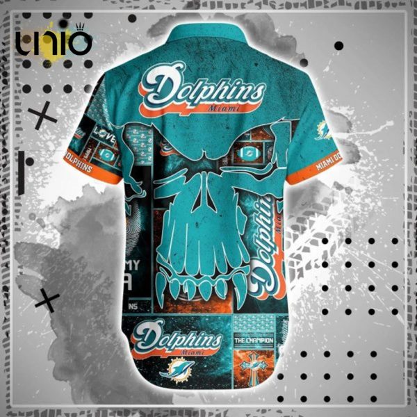 NFL Miami Dolphins Aqua Punisher Skull Hawaiian Shirt