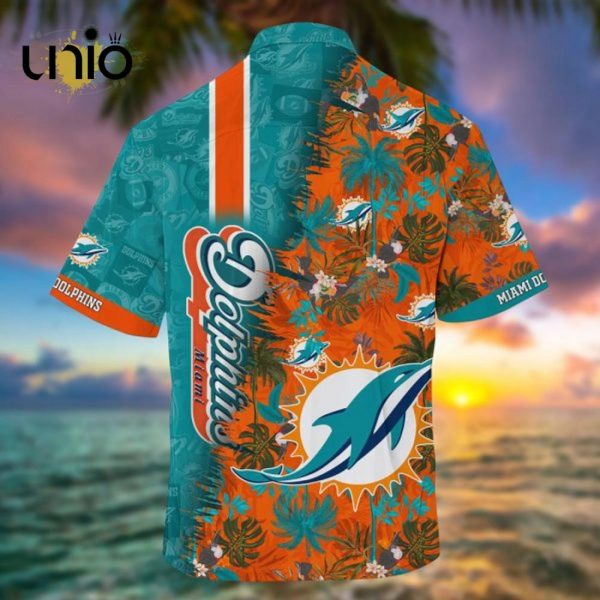 NFL Miami Dolphins Coconut Tree Aqua Orange Hawaiian Shirt