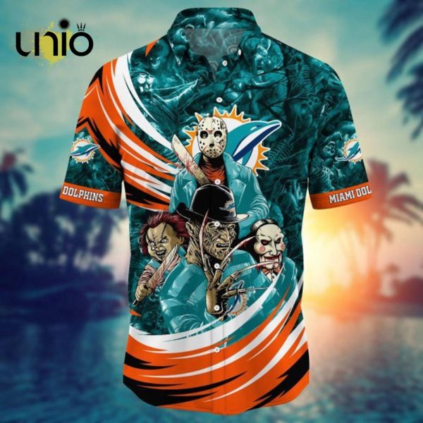 NFL Miami Dolphins Halloween Aqua Orange Hawaiian Shirt