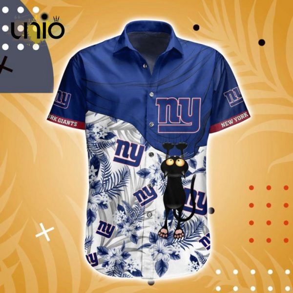 NFL New York Giants Black Cat Navy Blue Hawaiian Shirt