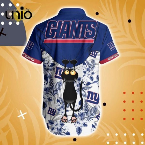 NFL New York Giants Black Cat Navy Blue Hawaiian Shirt