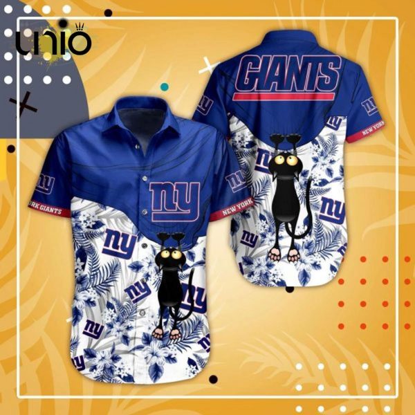 NFL New York Giants Black Cat Navy Blue Hawaiian Shirt