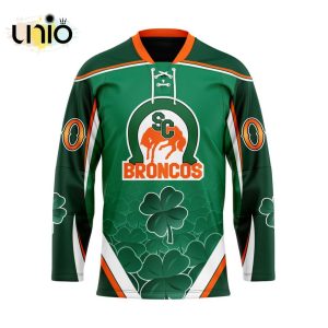 Custom Swift Current Broncos Team Hockey Jersey For St.Patrick Day