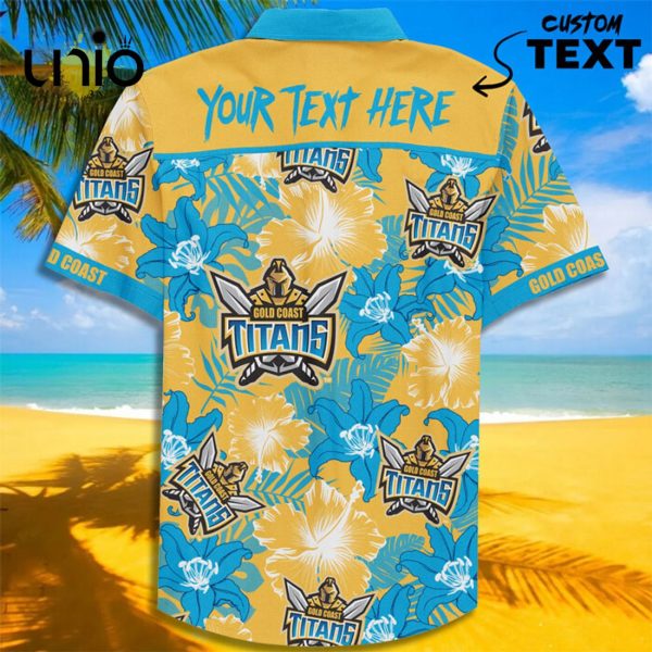 NRL Gold Coast Titans Floral Custom Text Hawaiian Shirt