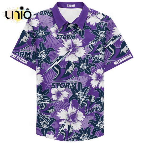 NRL Melbourne Storm Custom Text Floral Hawaiian Shirt