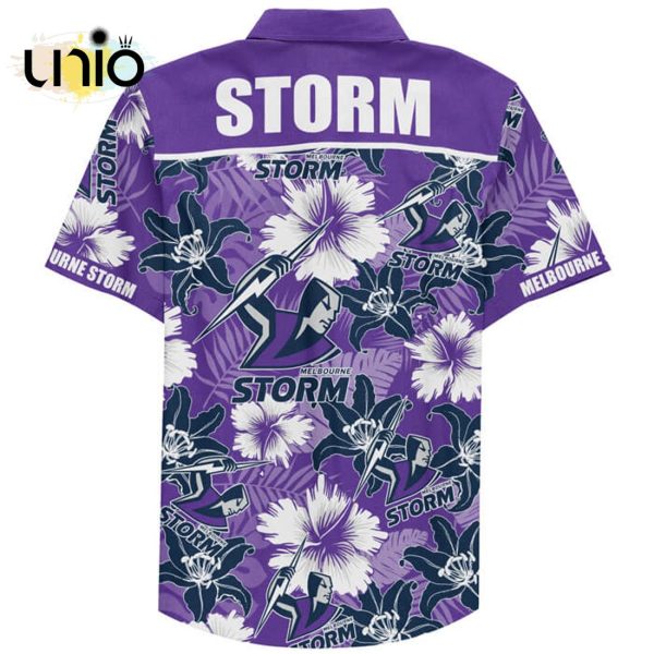 NRL Melbourne Storm Custom Text Floral Hawaiian Shirt