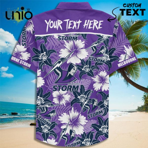 NRL Melbourne Storm Custom Text Floral Hawaiian Shirt