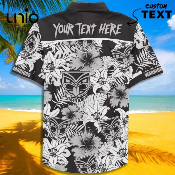 NRL New Zealand Warriors Custom Text Black and White Hawaiian Shirt