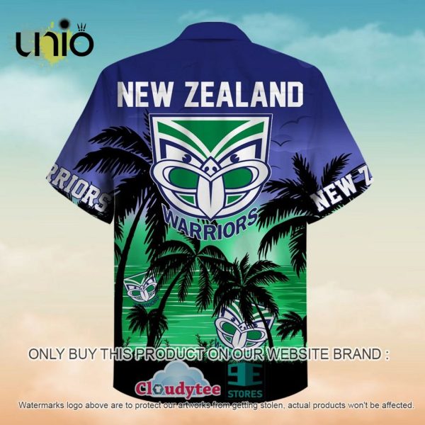 NRL New Zealand Warriors Palm Trees Sunrise Hawaiian Shirt