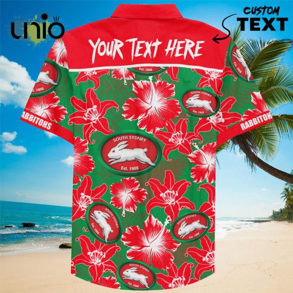 NRL South Sydney Rabbitohs Custom Text Floral Hawaiian Shirt