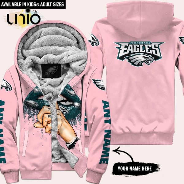 Philadelphia Eagles Custom Name Shut The F Up Pink Hoodie