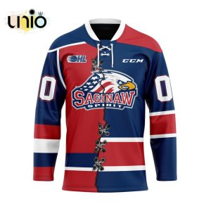 Custom Saginaw Spirit Mix Home And Retro Hockey Jersey