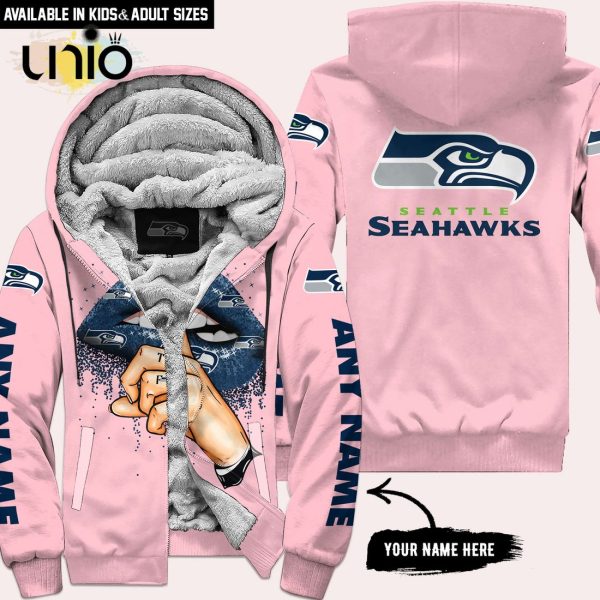 Seattle Seahawks Custom Name Shut The F Up Pink Hoodie