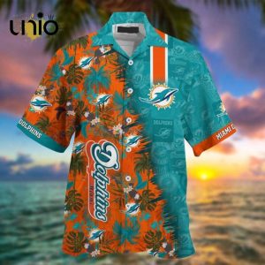 NFL Miami Dolphins Coconut Tree Aqua Orange Hawaiian Shirt