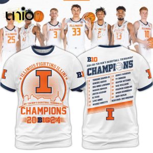 Illinois Fighting Illini 2024 Big Ten Conference Tournament Champions White Hoodie 3D