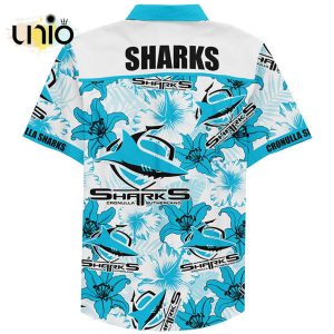 NRL Cronulla-Sutherland Sharks Floral Custom Text Hawaiian Shirt