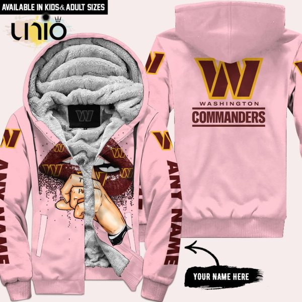 Washington Commanders Custom Name Shut The F Up Pink Hoodie