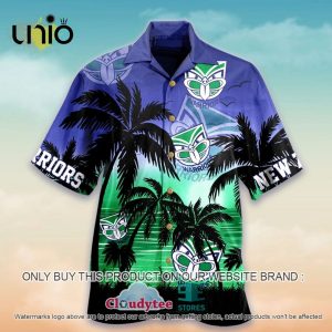 NRL New Zealand Warriors Palm Trees Sunrise Hawaiian Shirt