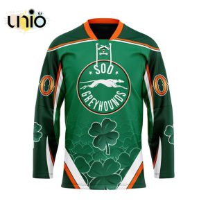 Custom Sault Ste. Marie Greyhounds Team Hockey Jersey For St.Patrick Day