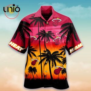 NBA Miami Heat Red Yellow Palm Trees Hawaiian Shirt