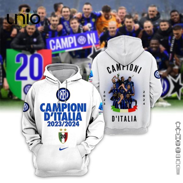2024 Campioni Inter Limited Milan D’Italia White Hoodie