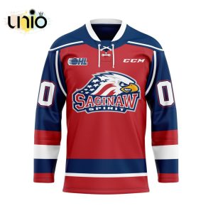 Custom Saginaw Spirit Reverse Retro Pattern Hockey Jersey